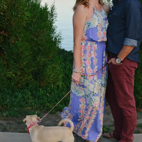 charlie jade Dresses & Skirts - Blue Floral Halter Maxi Dress